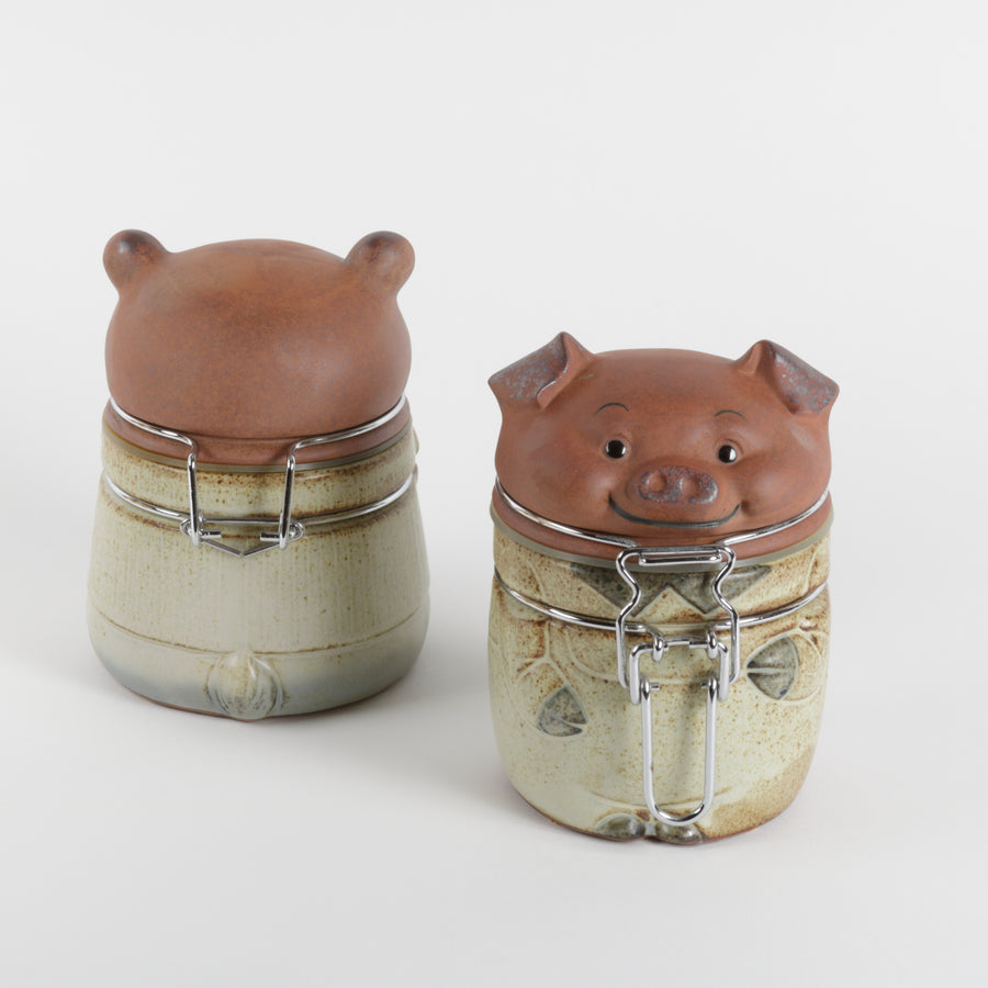 UTCTI Pig and Bear canisters made in Japan, ceramic
