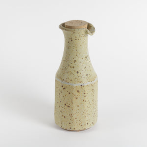 Studio pottery wine carafe with cork, speckled glaze